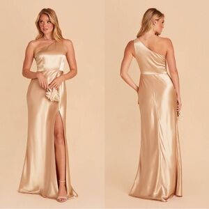 NWT Birdy Grey Kira Shiny Gold Bridesmaid Maxi Dress Medium